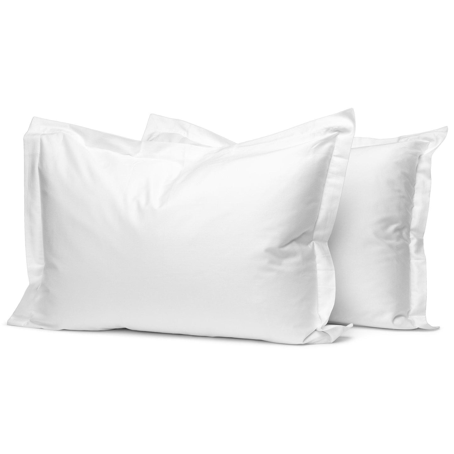 White Organic Oxford Pillowcases - Square Flower